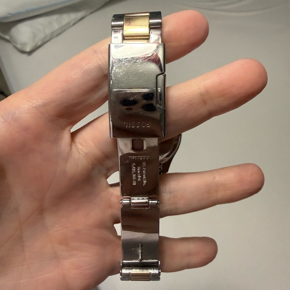 Fossil Two-Tone Gold and Silver Crystal Accent Women's Bracelet Watch - Picture 6 of 7